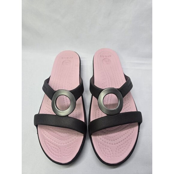 Crocs Sanrah Matte Circle Slide Sandal Women's Size 9 Espresso/Petal Pink - Picture 11 of 13